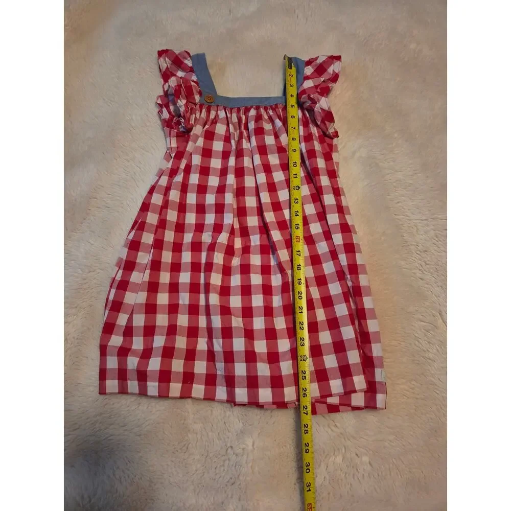 Tabitha Twinkle 10-12 Red Gingham Flutter Sleeve Short Tunic Dress